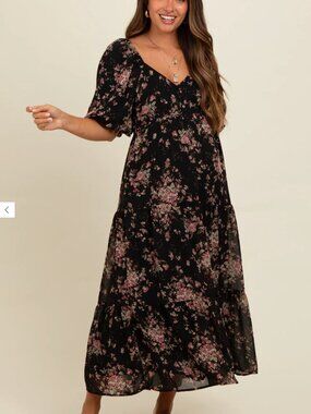 BALTIC BORN NWT Evelette Black Mauve Floral Maxi Dress size large